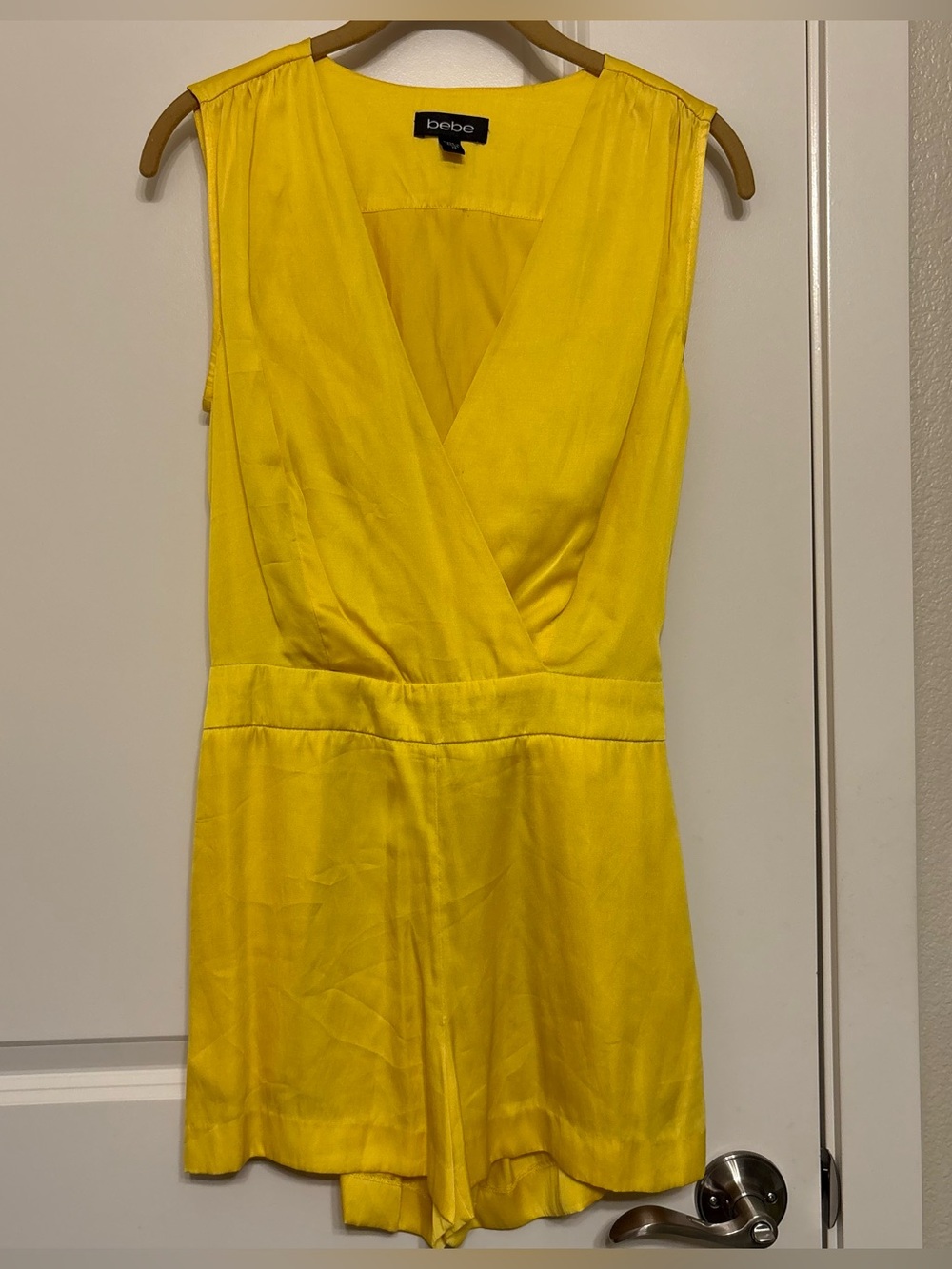 bebe Yellow V-Neck Sleeveless Romper/Jumpsuit